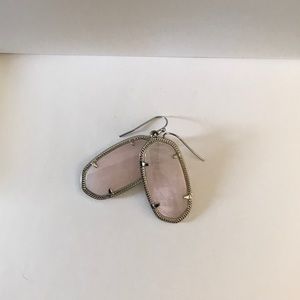Elle silver drop earrings in rose quartz